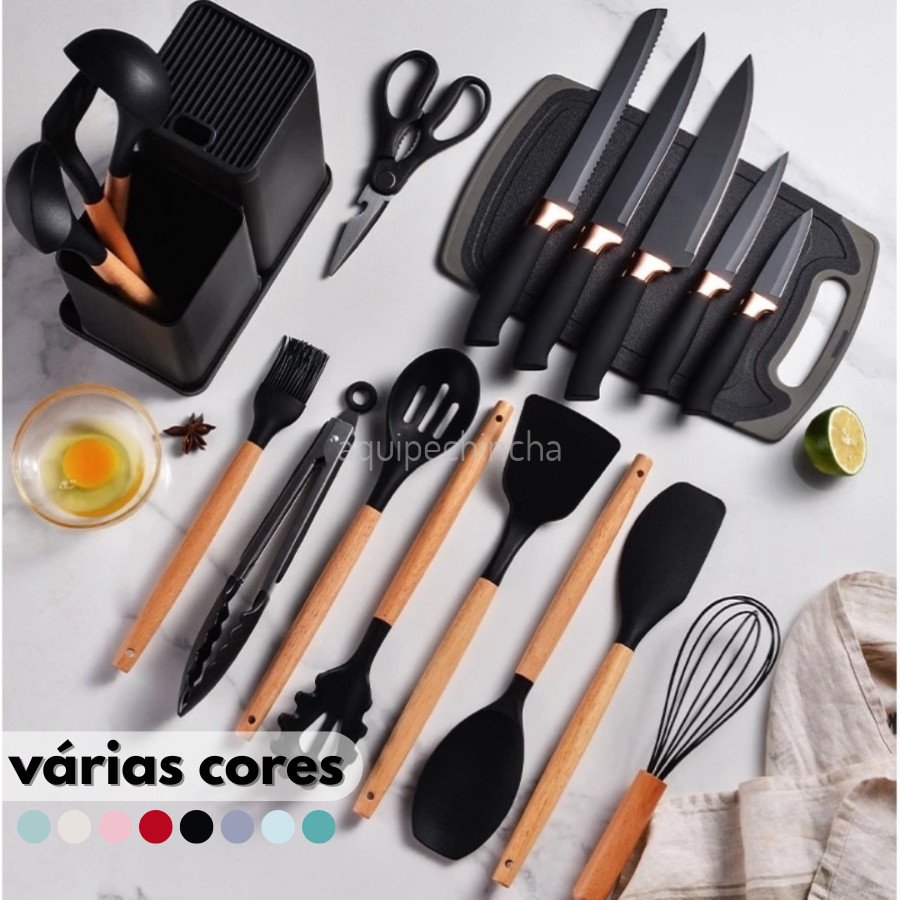 kit-utensilios-cozinha-facas-silicone-19-pecas