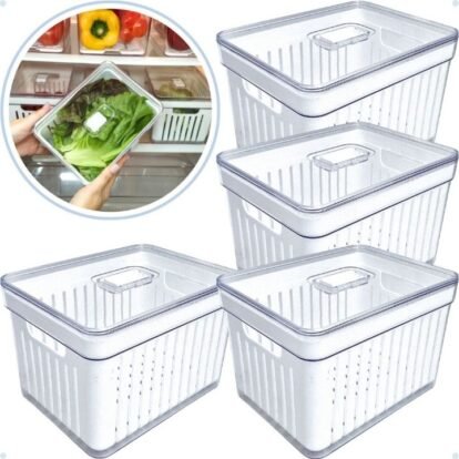 kit-organizadores-de-geladeira-transparentes-com-tampa-e-cesto-escorredor